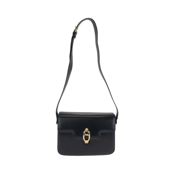 CELINE Vintage Black Leather Shoulder Bag - Picture 1 of 10